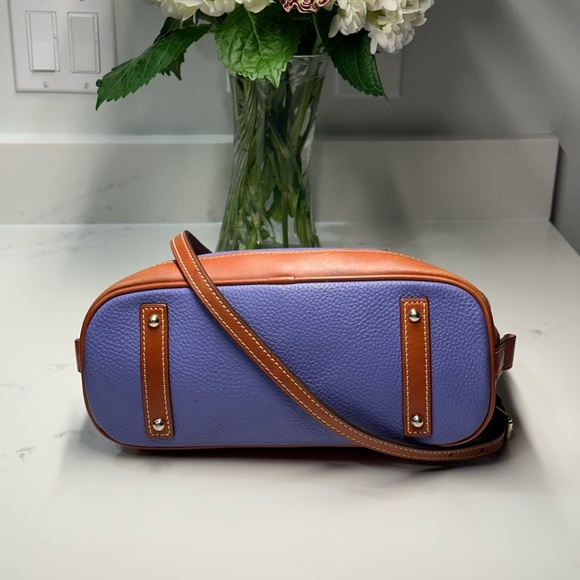 Dooney & Bourke Pebble Grain Zip Zip Satchel Shoulder Tote Bag in Purple/Brown - Picture 7 of 11